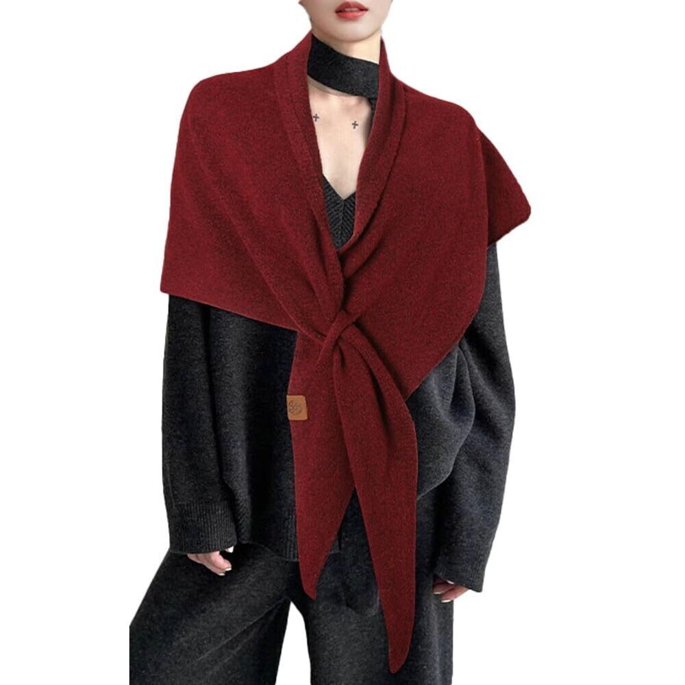 7283 Shawl And Wrap For Women Woolen Large Triangle Scarf Warm Soft Knitted